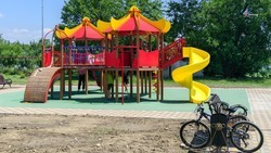 Детскую площадку оборудовали в селе Пелагиада по новой краевой программе 